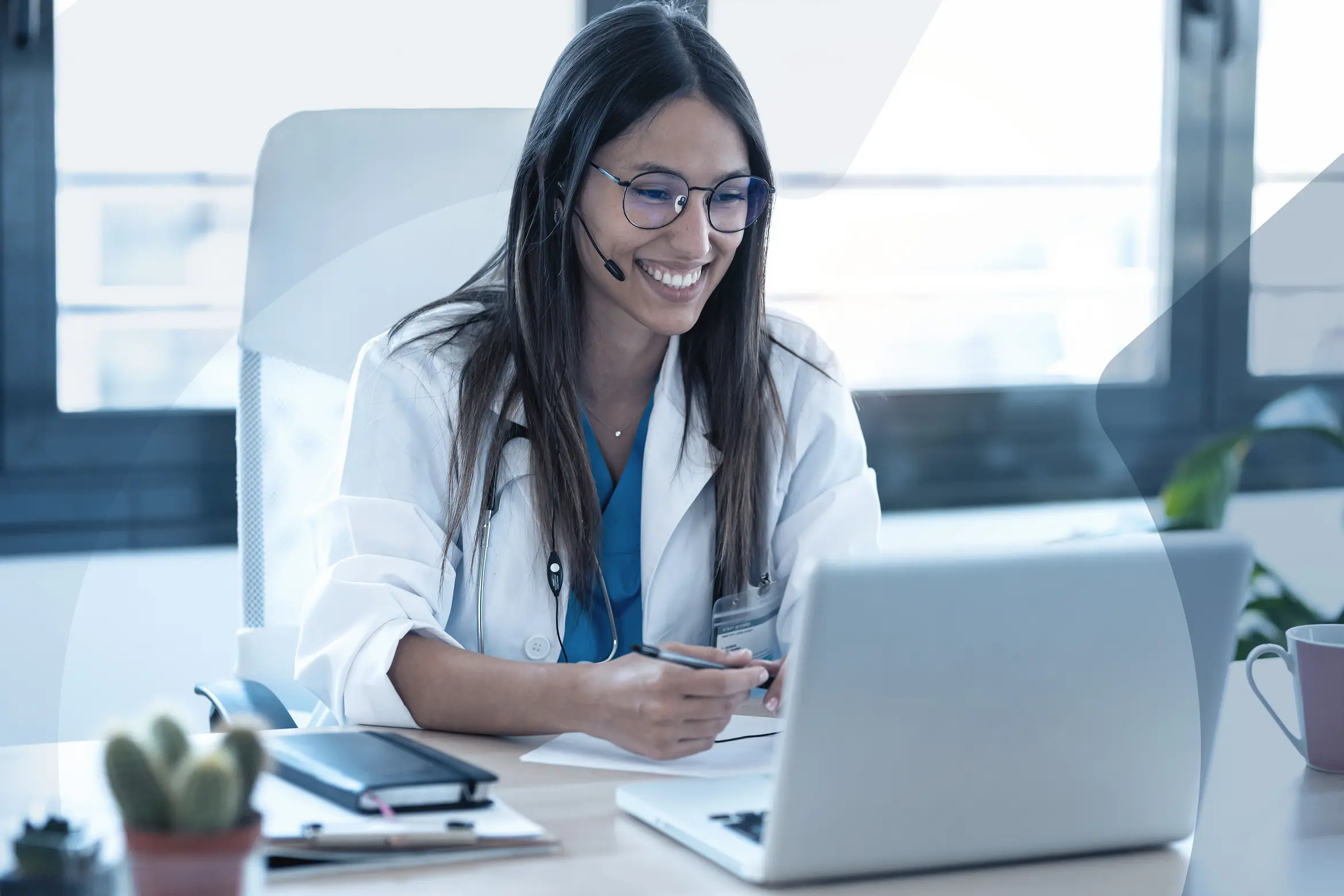 Female doctor conducting an online consultation