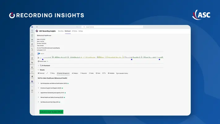 Qualitätsbewertung medizinischer Gespräche mit ASC Recording Insights anhand definierter HIPAA-Kriterien