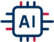ASC Icon, das AI mit einem Schaltkreis-Design in blauen und roten Farben darstellt.