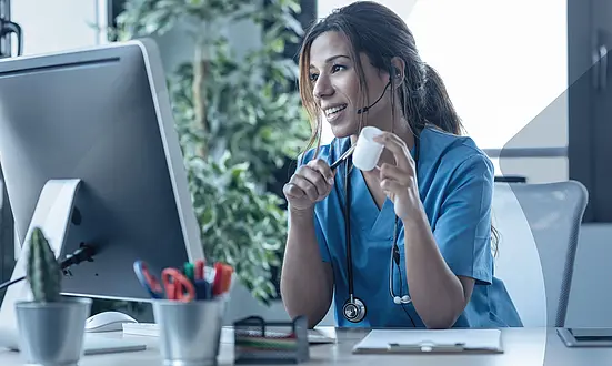 Doctor during an online consultation with a patient