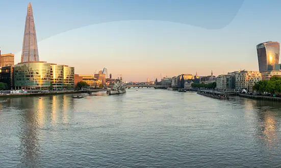 London skyline with a focus on the financial industry – Header image of ASC blog article for FCA AI Policy Templates