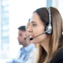 Male operator staff with team working call center