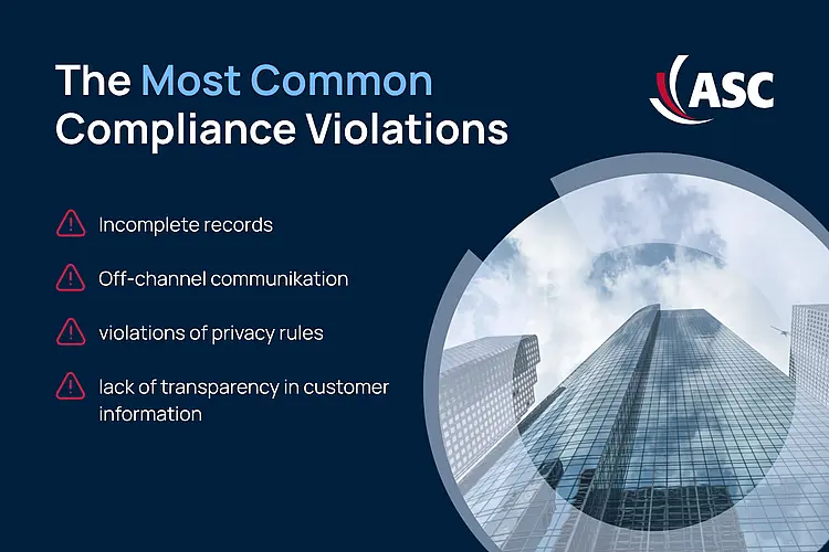 The most common compliance violations in financial services: incomplete records, off-channel communication, privacy breaches, and lack of transparency.