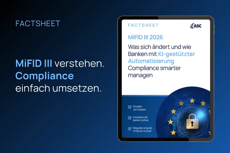 Eine Grafik als Vorschaubild mit Tablat, dass ein ASC Factsheet zeigt, zum Thema MiFID III