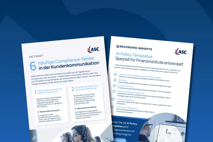 6 häufige Compliance-Fehler in der Kundenkommunikation“ und „AI Policy Templates für Finanzinstitute
