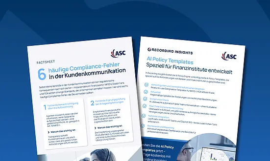 6 häufige Compliance-Fehler in der Kundenkommunikation“ und „AI Policy Templates für Finanzinstitute