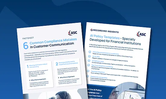 Preview of ASC Factsheets: "6 Common Compliance Mistakes in Customer Communication" and "AI Policy Templates for Financial Institutions"