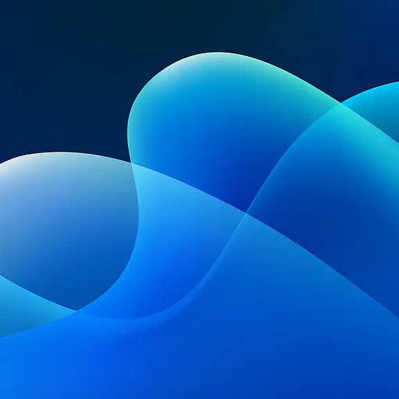 Abstract blue and turquoise waveforms on a dark background