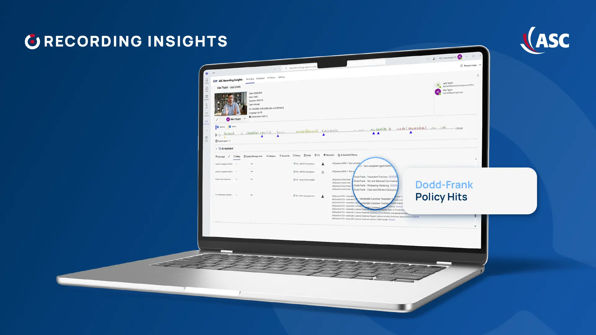 Recording Insights zeigt automatisch erkannte Verstöße gegen Dodd-Frank Compliance-Regeln