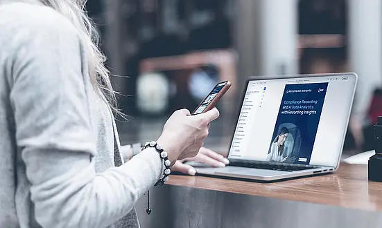 Woman downloading compliance brochures and information materials from ASC Media Center