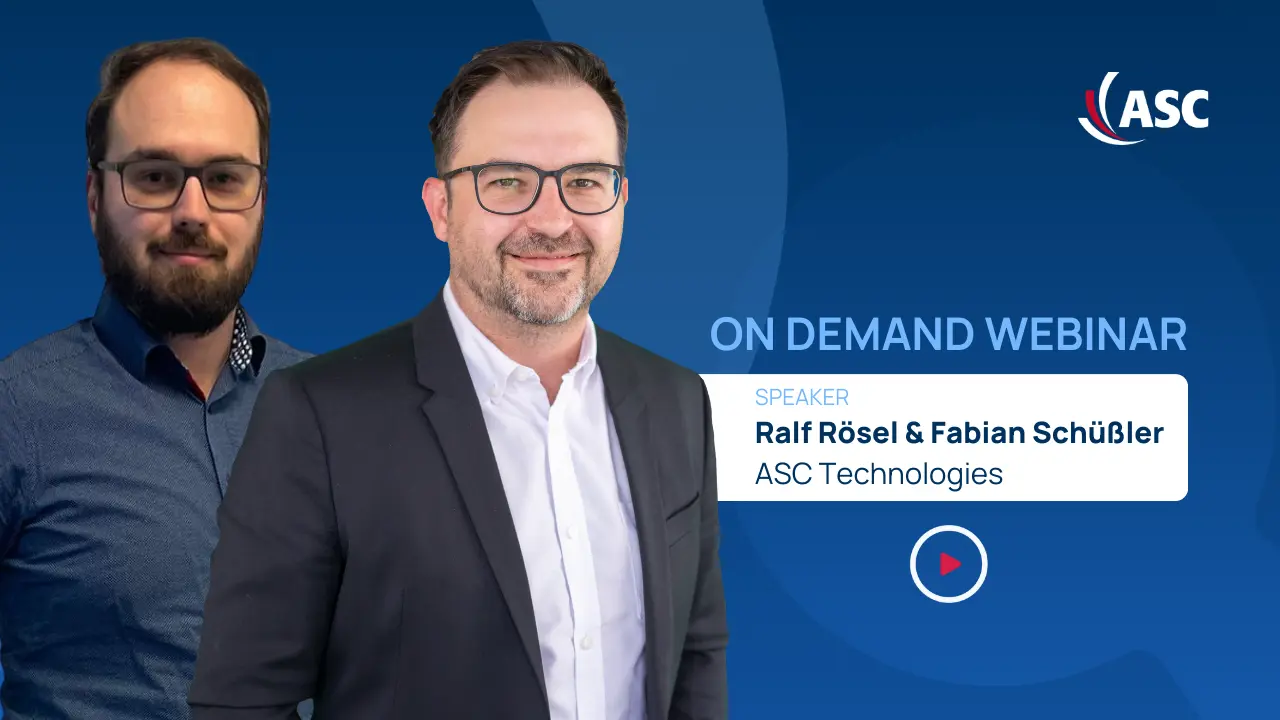 Ralf Rösel und Fabian Schüßler von ASC Technologies als Speaker des On-Demand Webinars AI Policy Templates