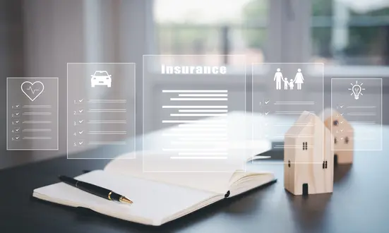 Insurance form agreements concept, Businessman signs insurance contracts e-signing digital online, document management, concerning mortgage loan offer for and house insurance