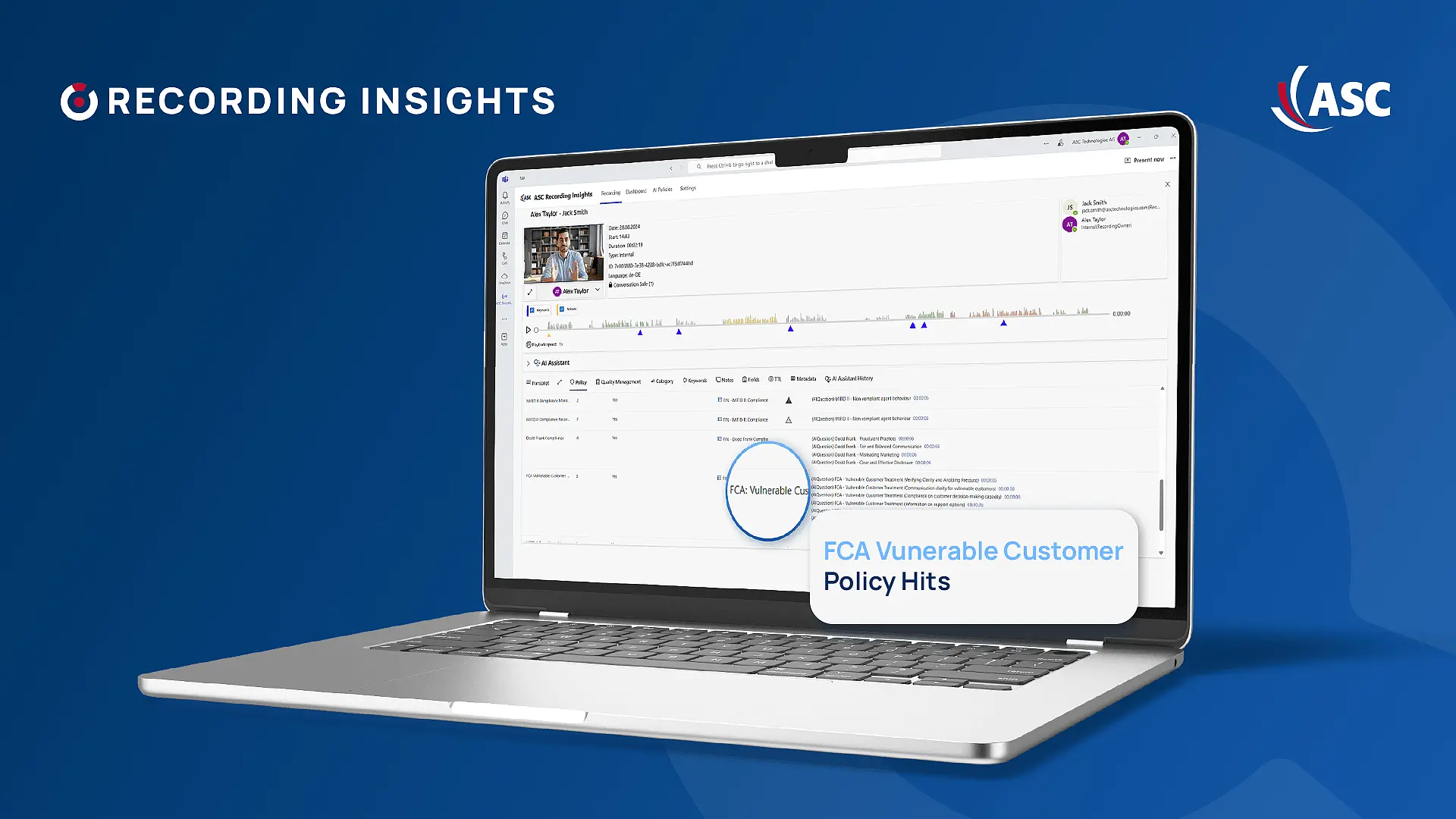 FCA compliance policy hits for detection of vulnerable customers in Recording Insights